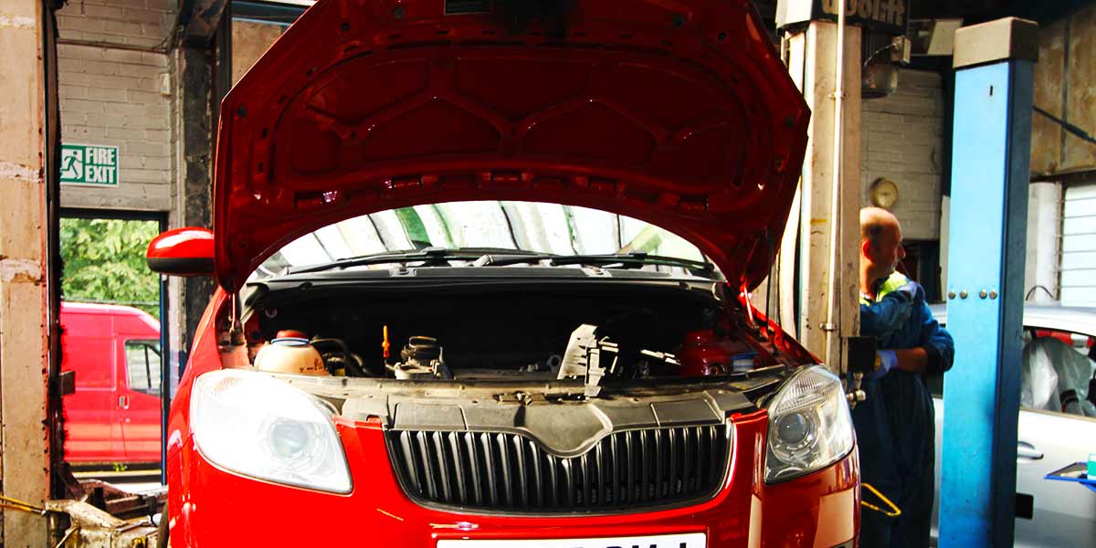 brand new skoda getting serviced at our chesterfield garage