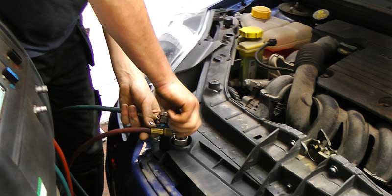 a ford car getting its 18 months air conditioning regas recharge