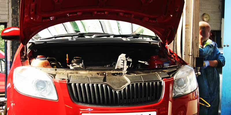 brand new skoda getting serviced at our chesterfield garage