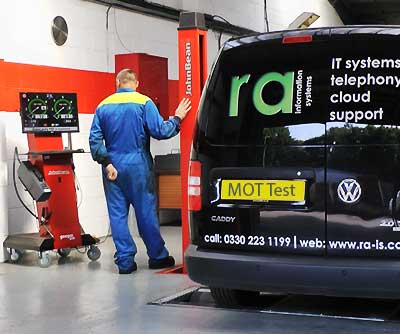 a chesterfield work van being mot tested by our specialist tester