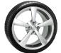 spinning animated volvo wheel traveeling across the screen and back
