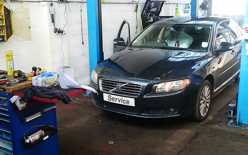 older volvo in excels volvo garage being checked for faults and problems